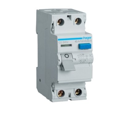 Srovės nuotekio relė Hager CD241J (AC, 40A, 2P, 30mA, 230V)