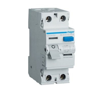 Srovės nuotekio relė Hager CD240J (A, 40A, 2P, 30mA, 230V)