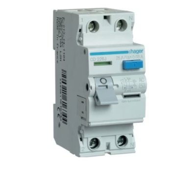 Srovės nuotekio relė Hager CD226J (AC, 25A, 2P, 30mA, 230V)