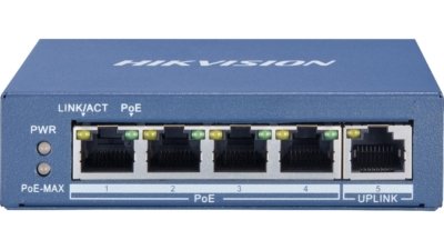 5 prievadų, 4 PoE prievadų komutatorius Hik-vision DS-3E0505P-E/M
