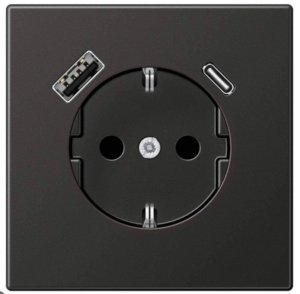 Kištukinis lizdas su USB prievadais JUNG LS1520AN (antracito spalvos, 16A/250V)