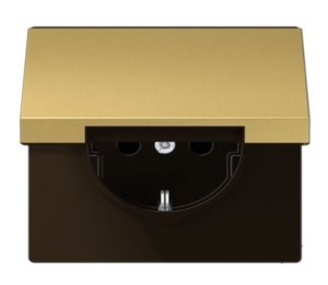 Kištukinis lizdas su dangteliu JUNG ME1520KLC (juoda, žalvarinė spalva)