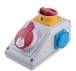 PawBol R-BOX B.165/1/LP-S plastikinis skydelis su kištukiniais lizdais (1x16A/250V, 1x250V)