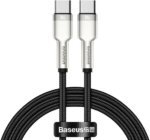 Kabelis USB C - USB C BASEUS CATJK-C01 (1.0m, 100W, duomenų perdavimui ir krovimui, juodas)