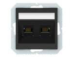 Kompiuterio lizdas Vilma  2vietų, be rėmelio, juoda matinė (2XRJ45 CAT6E UTP), KLRJ45-26e2-02 QR 1000