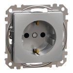 Kištukinis lizdas su įžeminimu ir apsauga nuo vaikų Schneider Sedna Design SDD113021 (aliuminis)