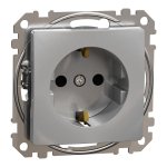 Kištukinis lizdas su įžeminimu ir apsauga nuo vaikų Schneider Sedna Design SDD113022 (aliuminis)