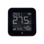 Temperatūros, drėgmės ir apšvietimo jutiklis Shelly BLU HT Display ZB (juodas, Wi-Fi, Bluetooth, Zigbee)