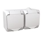 Virštinkinis dvigubas kištukinis lizdas su įžeminimu Schneider Cedar Plus WDE000523 (su dangteliu, baltas, 2x16A, 250V)