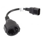 Maitinimo kabelis su lizdu IEC 320 C14-SCHUKO(F) (15 cm, 10A, 250VAC)