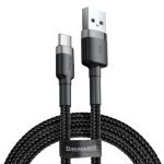 Kabelis USB A - USB C BASEUS CATKLF-UG1 (3.0m, QC3.0, nailoninis, pilkas/juodas)