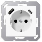 Kištukinis lizdas su USB A + USB C lizdu JUNG A1520-15CAWW (baltas, 16A/250V)