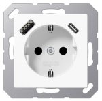 Kištukinis lizdas su USB A + USB C lizdu JUNG A1520-15CAWW (baltas, 16A/250V)