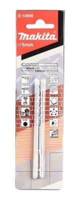 Grąžtas metalui 5x100mm šešiakampis griebtuvas Makita E-14956 (darbinis ilgis 50mm)