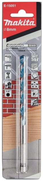 Universalus grąžtas 8x150mm šešiakampis griebtuvas Makita E-15051 (darbinis ilgis 90mm)