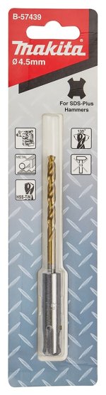 Grąžtas metalui 4.5x110mm SDS-PLUS HSS Makita B-57439 (darbinis ilgis 47mm)