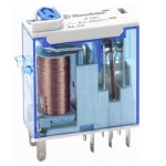 Relė Finder 465290240040 (24V DC, 8A/250VAC, 2 grupės, 46 serija, TEST, mechaninė indikacija)