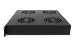 Ventiliatorių blokas 19" spintai 1U LK-CL-062 (juodas, 2 ventiliatoriai, su termostatu)
