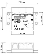 3 prievadų komutatorius ATTE XPOE-3-11A
