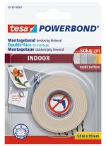 Lipni dvipusė juosta vidaus darbams TESA POWERBOND 1.5m x 19mm 55740-00004-04