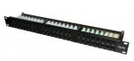 19'' komutacinė panelė 1U Cat6 UTP (24 portai, su kabelių laikikliu, galvanizuota)