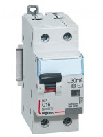 Automatinis jungiklis su srovės nuotekio rėle Legrand 411002 (16A, 1P+N, 230V, 30mA, RCBO)