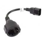 Maitinimo kabelis su lizdu IEC 320 C14-SCHUKO(F) (15 cm, 10A, 250VAC)