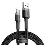 Kabelis USB A - USB C BASEUS CATKLF-UG1 (3.0m, QC3.0, nailoninis, pilkas/juodas)