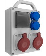 PawBol B.1702R-S plastikinis skydelis 4 mod + kištukiniai lizdai (2x16A/250V 2x16A/5P)