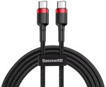 Kabelis USB C - USB C BASEUS CATKLF-G91 (1.0m, QC3.0, nailoninis, raudonas/juodas)