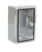 Plastikinė dėžė Plastim PP3011 (200x300x130, su skaidriomis durelėmis, pilka, IP65, IK08)
