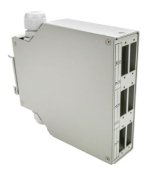 Optinė sieninė dėžutė ant DIN TB-DIN2 (metalinė, 12 skaidulų, 6x SC Duplex / LC Quad, be adapterių)