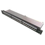 Komutacinė panelė 19" 1U FTP Cat6A LK-PP-24S/CAT.6A (24 prievadai, su kabelių laikikliu)