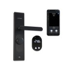 Išmanioji durų spyna Shelly LOQED-B (juoda, Wi-Fi, Bluetooth, PIN, atrakinimas lietimu)